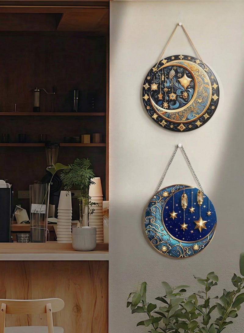 زينة نوافذ عتيقة من الصفيح على شكل نجوم وقمر، وزينة جدارية على شكل هلال لعيد الفطر، وزينة إسلامية رمضانية معلقة، وديكور سماوي لغرفة النوم وغرفة المعيشة، للاستخدام الداخلي والخارجي. - Image 5